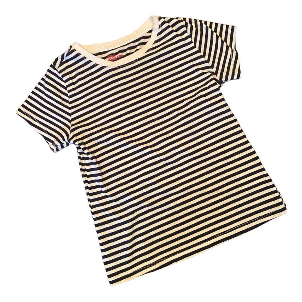 Epic Threads Girls Striped Short Sleeve T-Shirt Size L Navy Blue White EUC